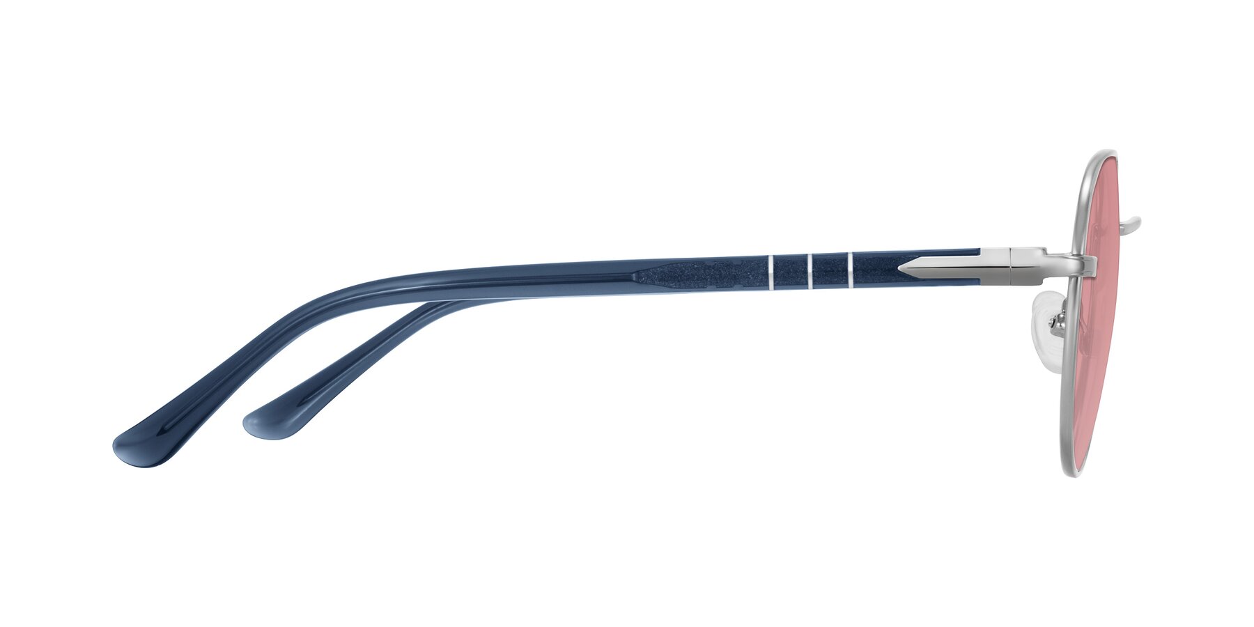 Side of Qeenah in Silver with Medium Garnet Tinted Lenses