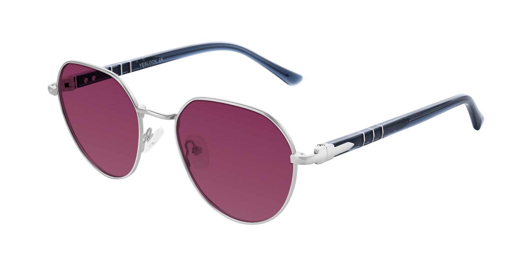 Angle of Qeenah in Silver with Wine Tinted Lenses