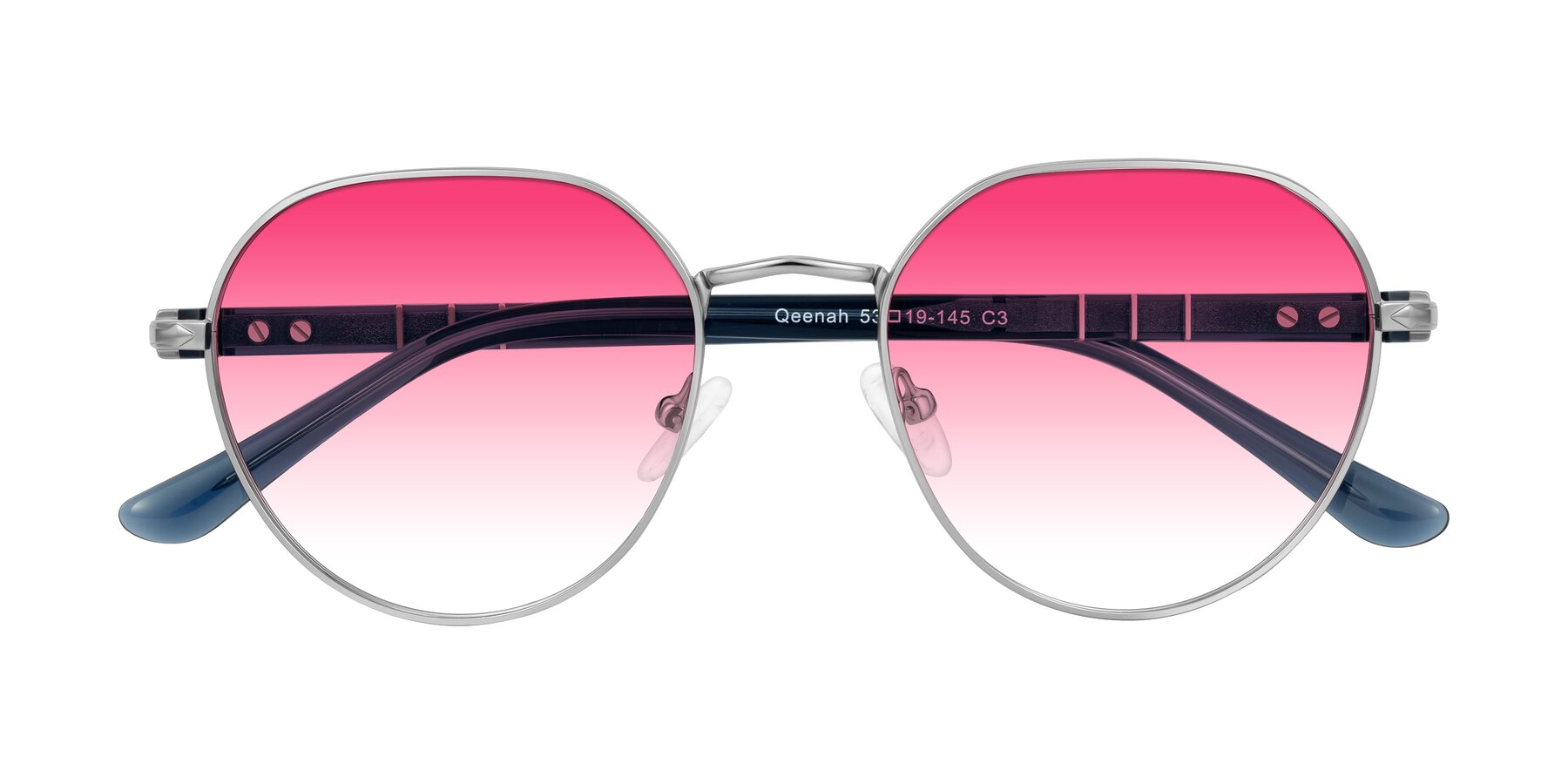 Folded Front of Qeenah in Silver with Pink Gradient Lenses