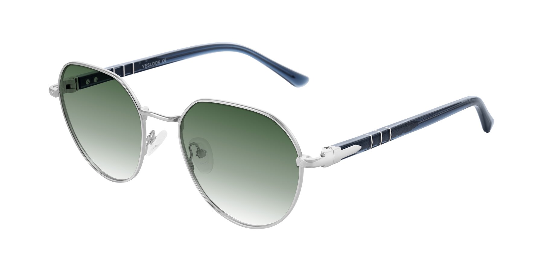 Angle of Qeenah in Silver with Green Gradient Lenses