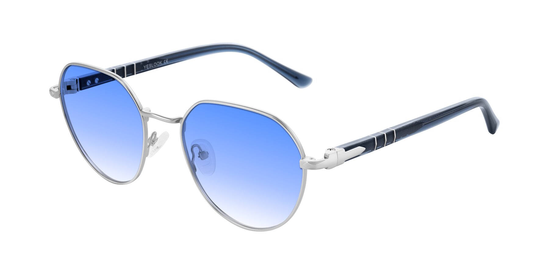 Angle of Qeenah in Silver with Blue Gradient Lenses