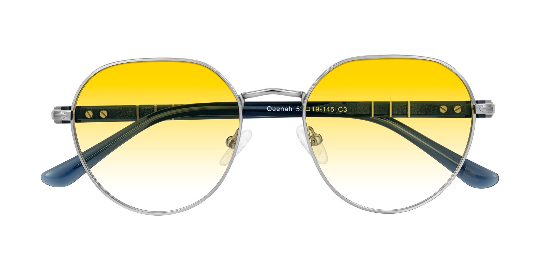 Folded Front of Qeenah in Silver with Yellow Gradient Lenses