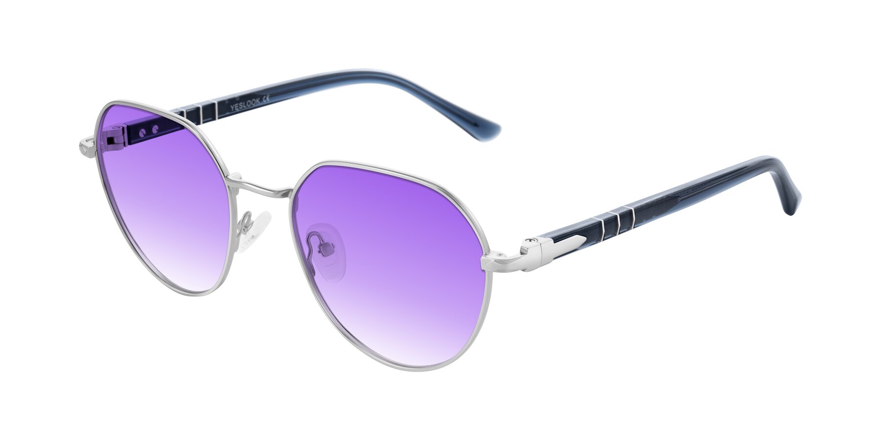 Angle of Qeenah in Silver with Purple Gradient Lenses