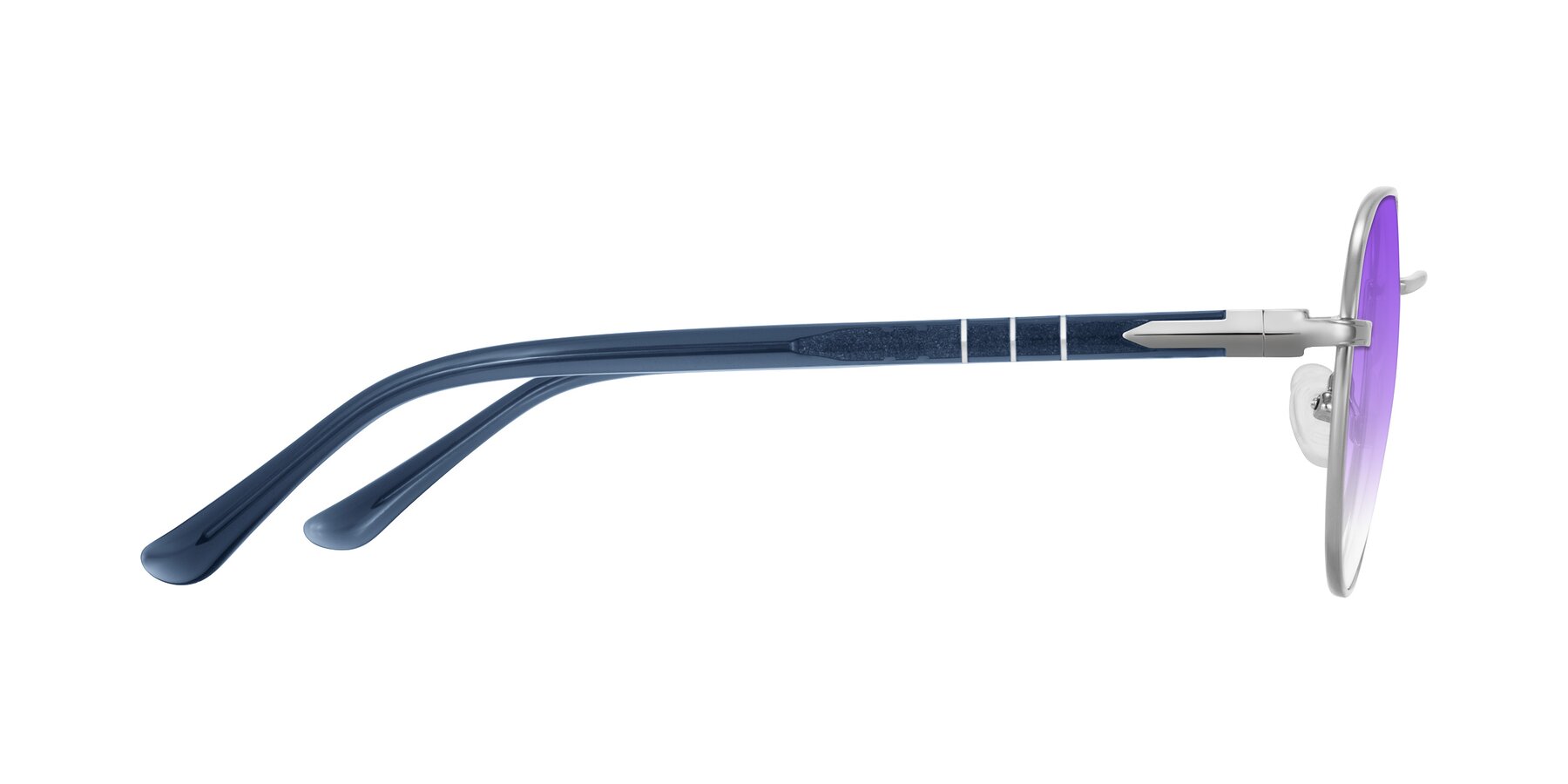 Side of Qeenah in Silver with Purple Gradient Lenses