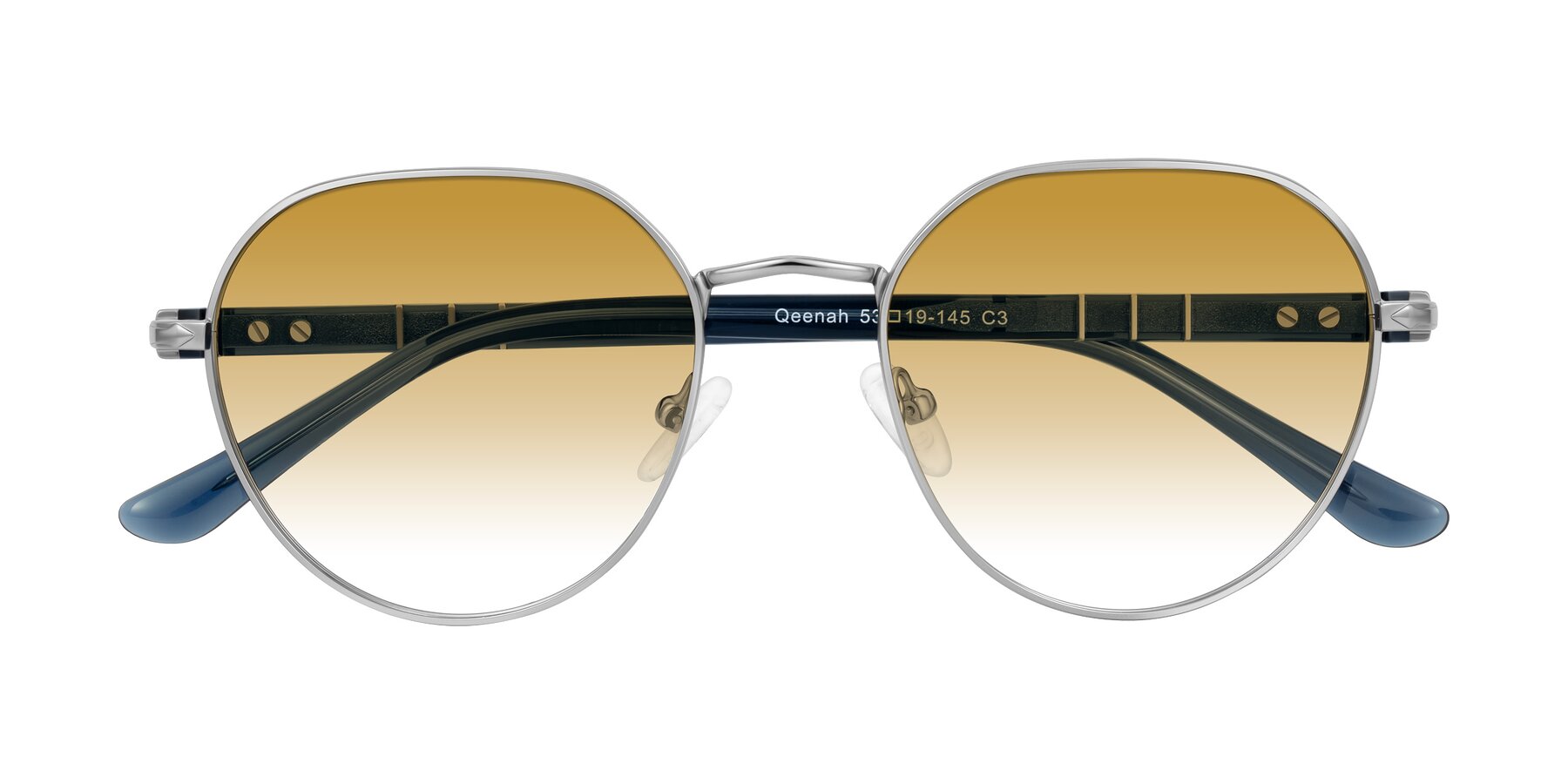 Folded Front of Qeenah in Silver with Champagne Gradient Lenses