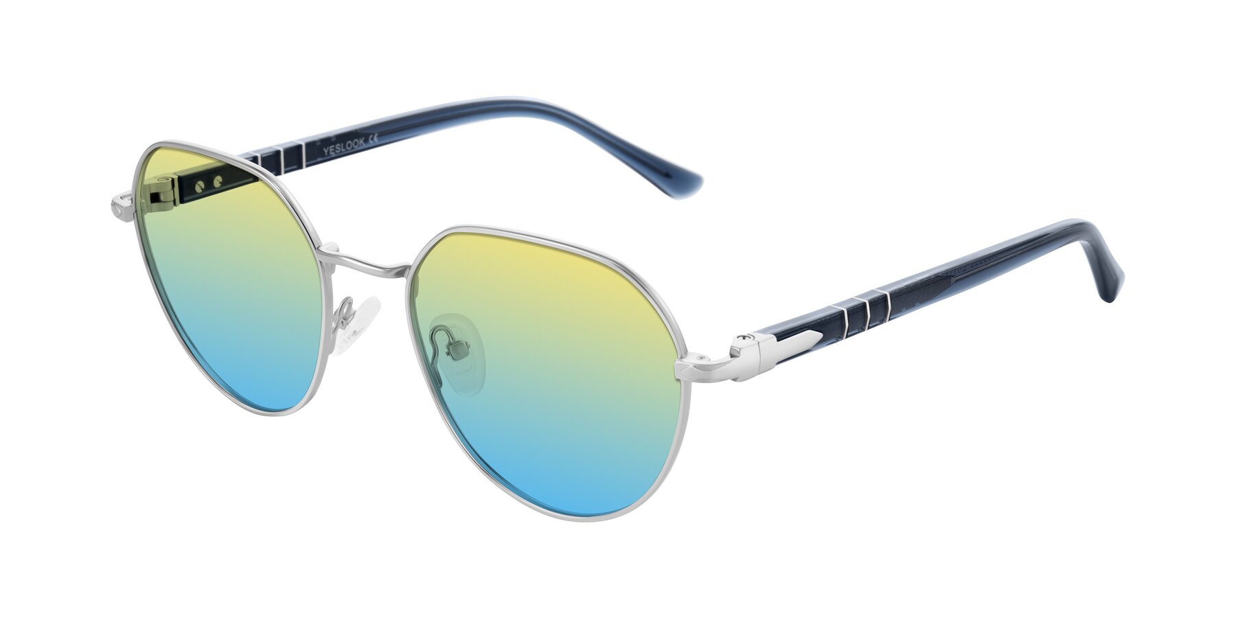 Angle of Qeenah in Silver with Yellow / Blue Gradient Lenses