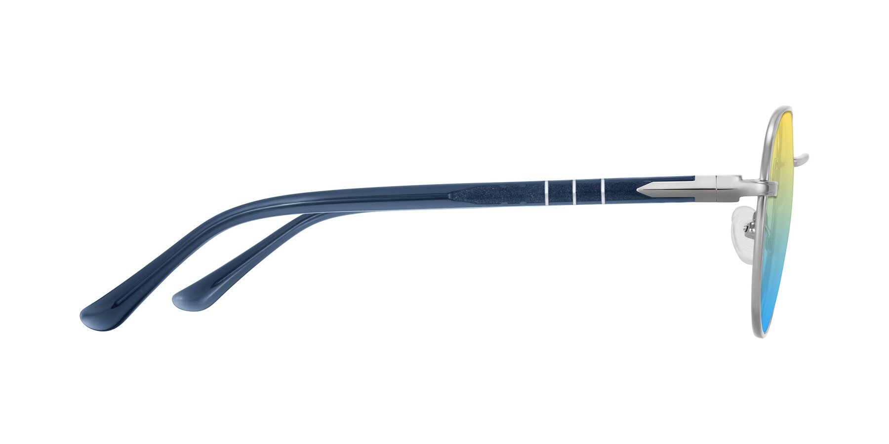Side of Qeenah in Silver with Yellow / Blue Gradient Lenses