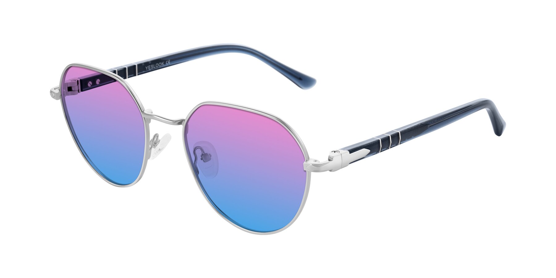 Angle of Qeenah in Silver with Pink / Blue Gradient Lenses