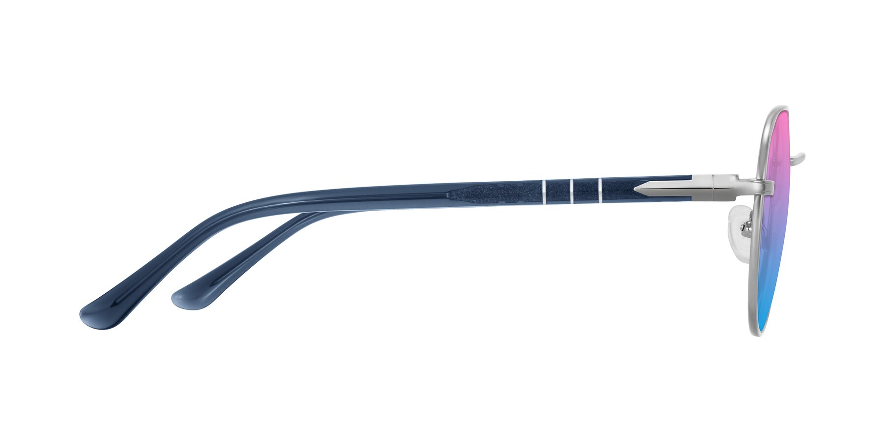 Side of Qeenah in Silver with Pink / Blue Gradient Lenses