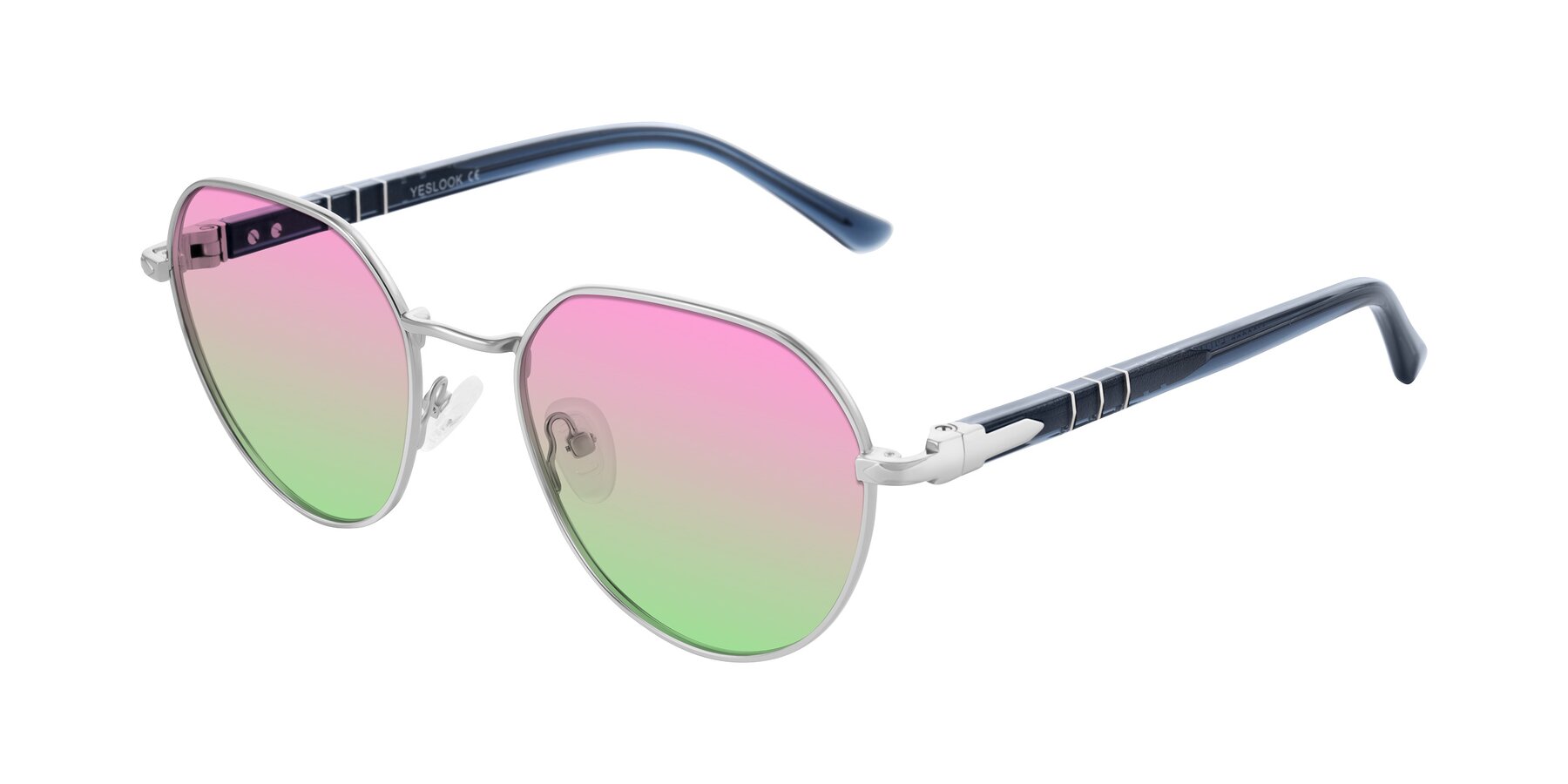Angle of Qeenah in Silver with Pink / Green Gradient Lenses