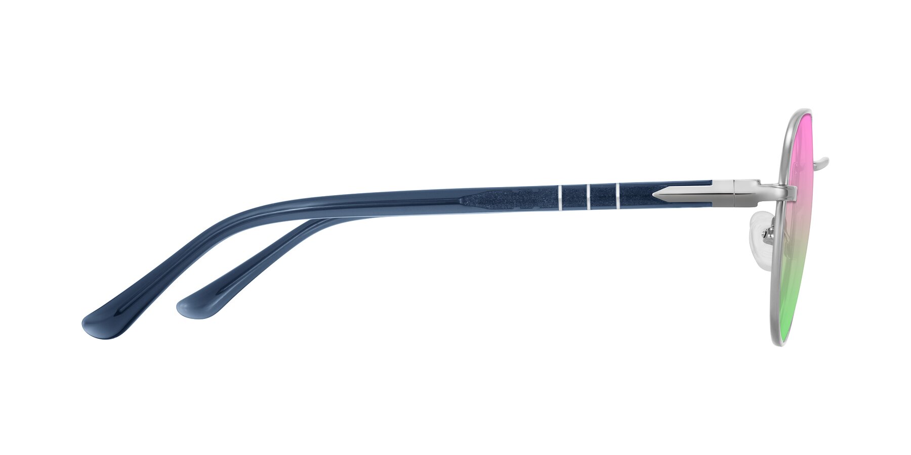 Side of Qeenah in Silver with Pink / Green Gradient Lenses
