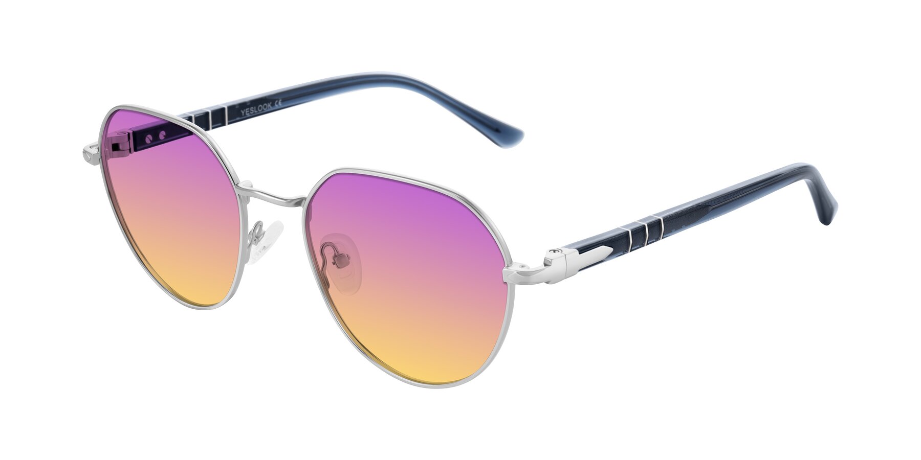 Angle of Qeenah in Silver with Purple / Yellow Gradient Lenses