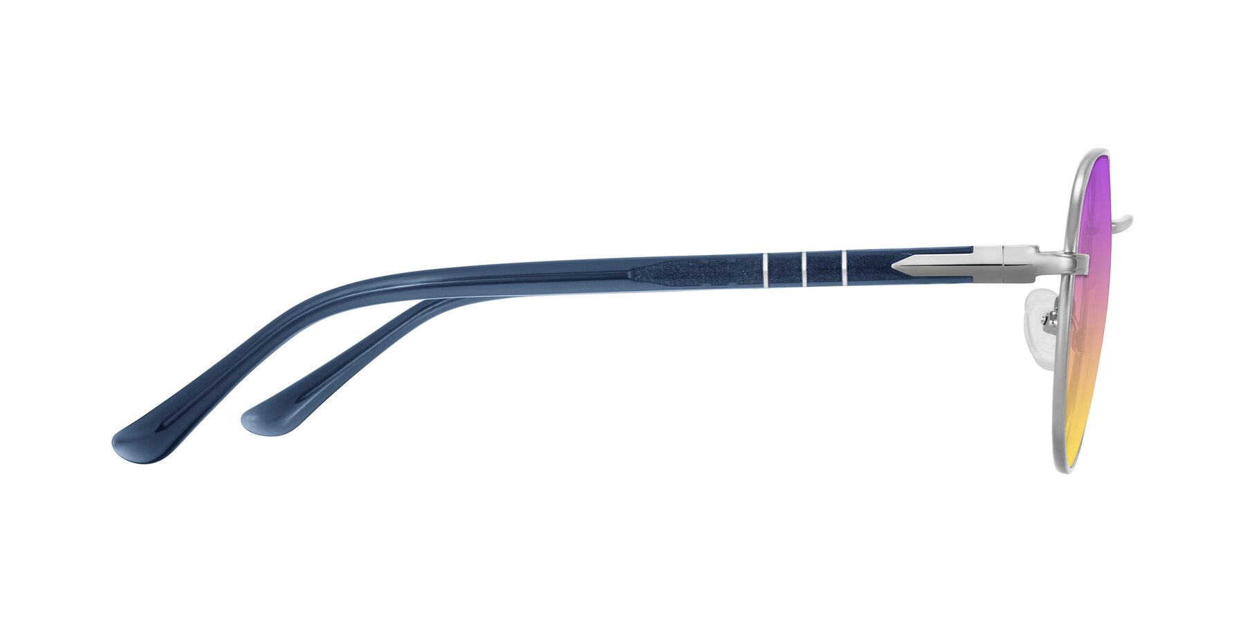 Side of Qeenah in Silver with Purple / Yellow Gradient Lenses