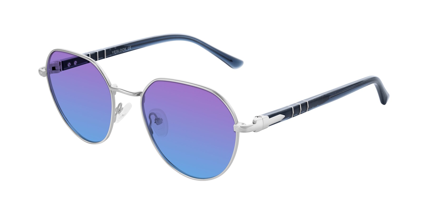 Angle of Qeenah in Silver with Purple / Blue Gradient Lenses