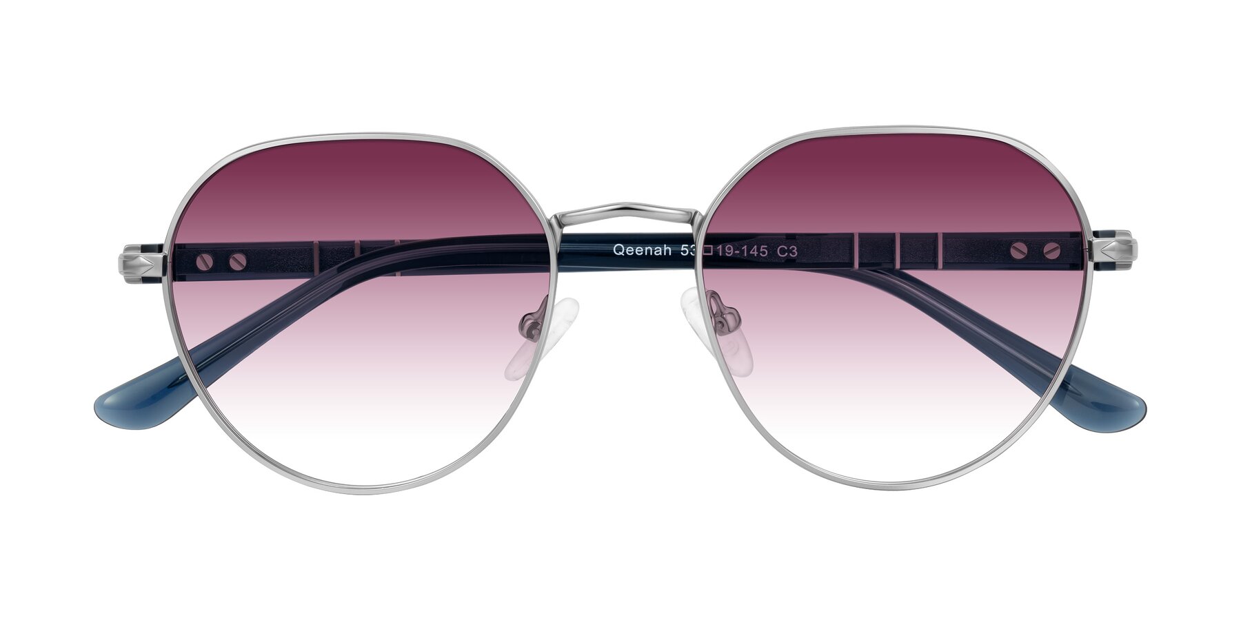 Folded Front of Qeenah in Silver with Wine Gradient Lenses
