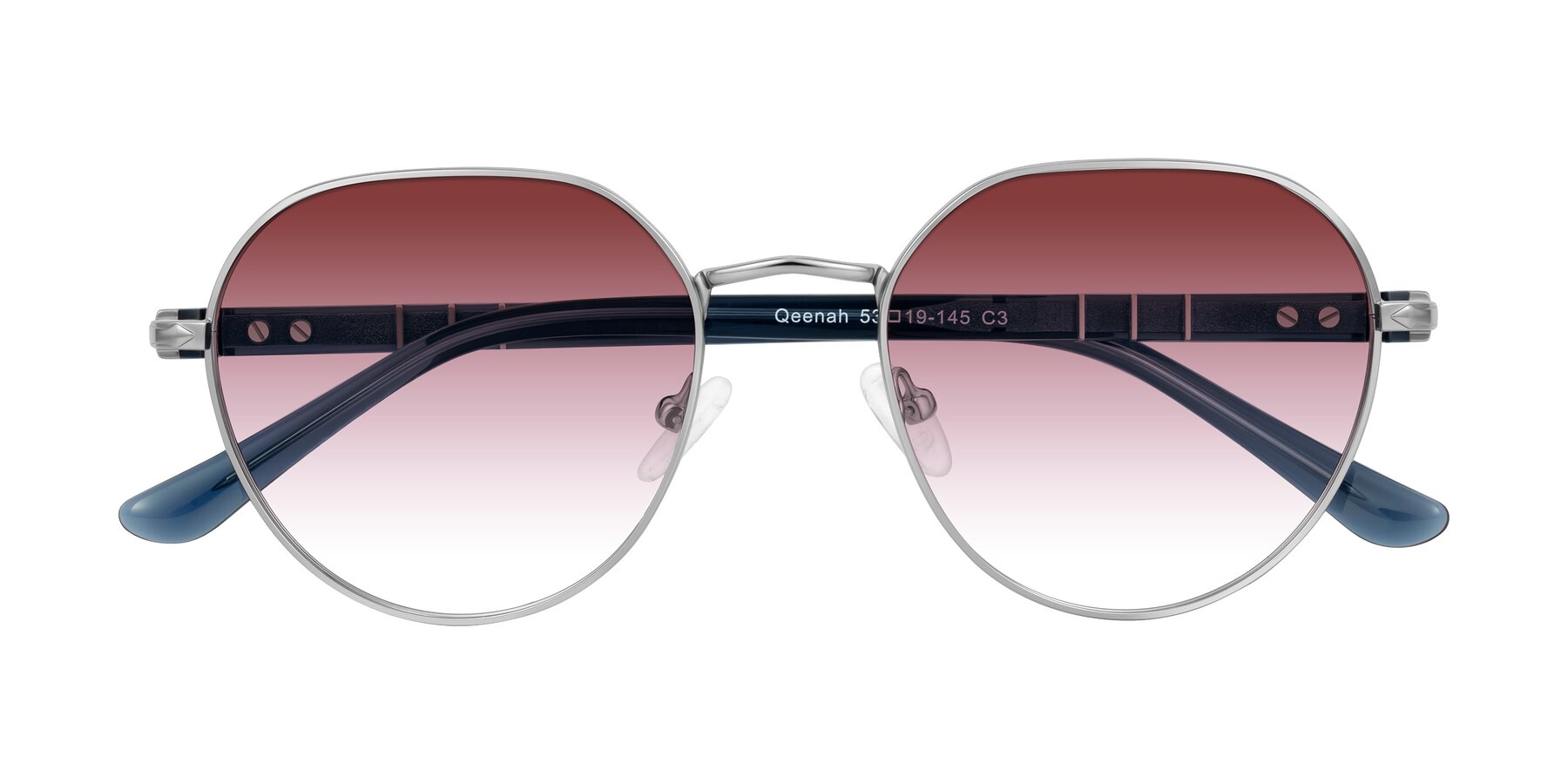 Folded Front of Qeenah in Silver with Garnet Gradient Lenses