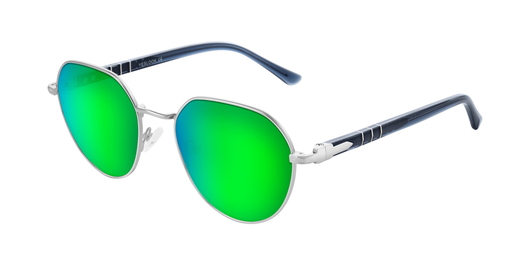 Angle of Qeenah in Silver with Green Mirrored Lenses
