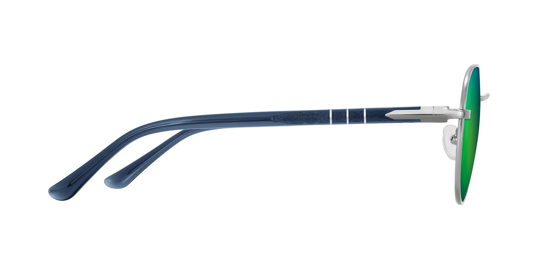 Side of Qeenah in Silver with Green Mirrored Lenses