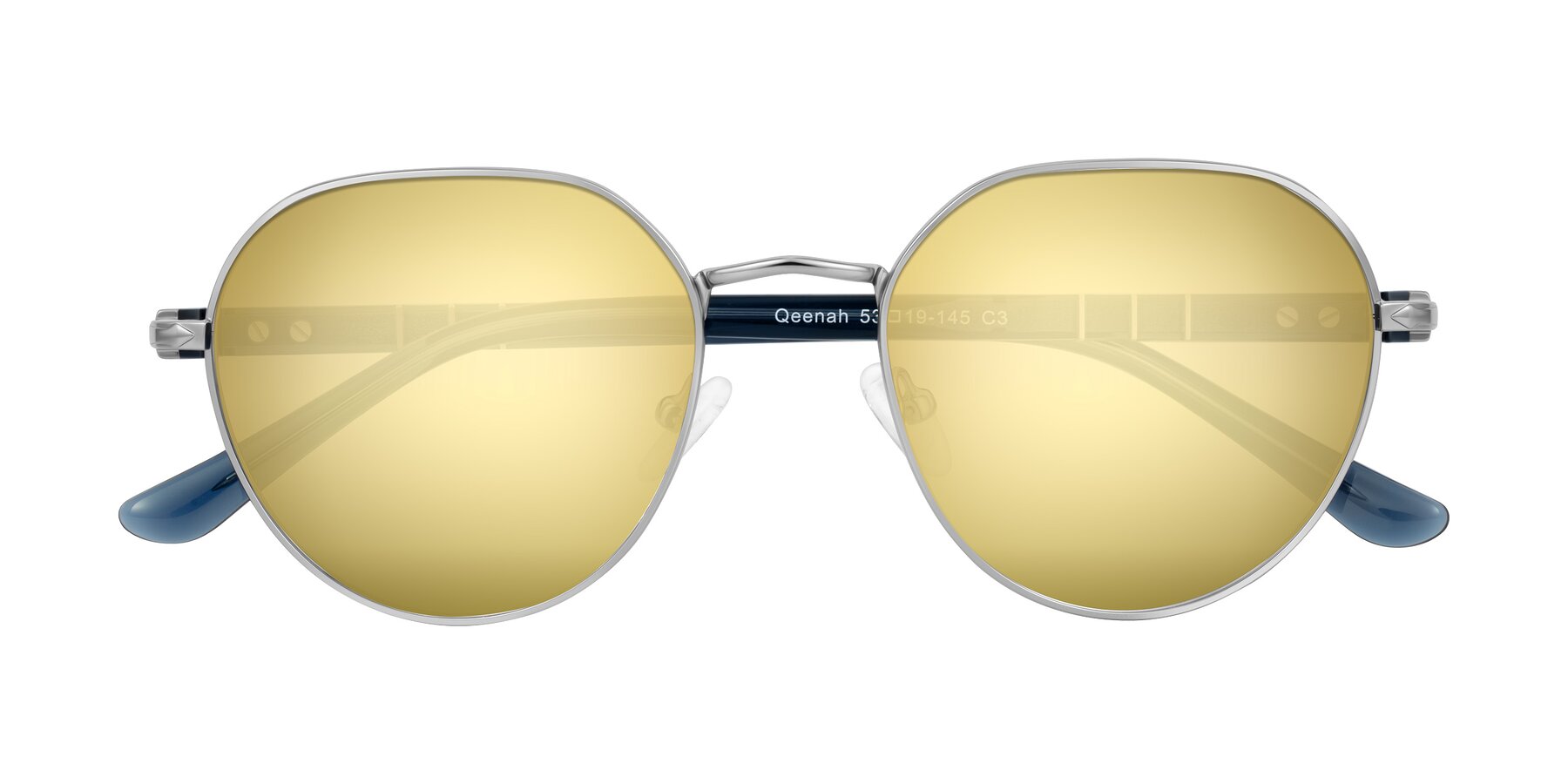 Folded Front of Qeenah in Silver with Gold Mirrored Lenses