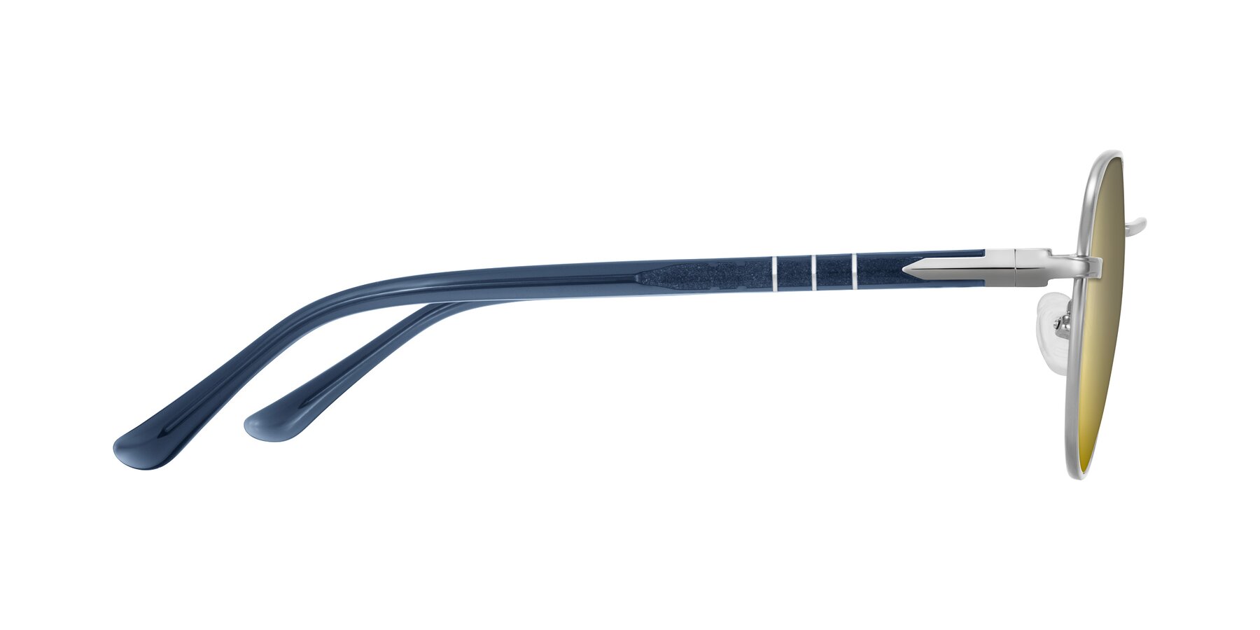 Side of Qeenah in Silver with Gold Mirrored Lenses