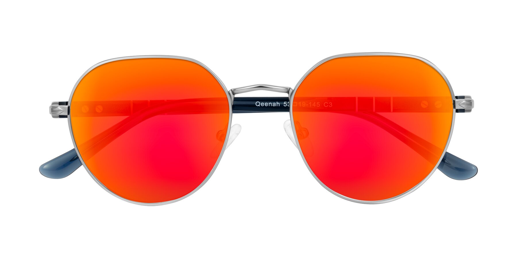 Folded Front of Qeenah in Silver with Red Gold Mirrored Lenses