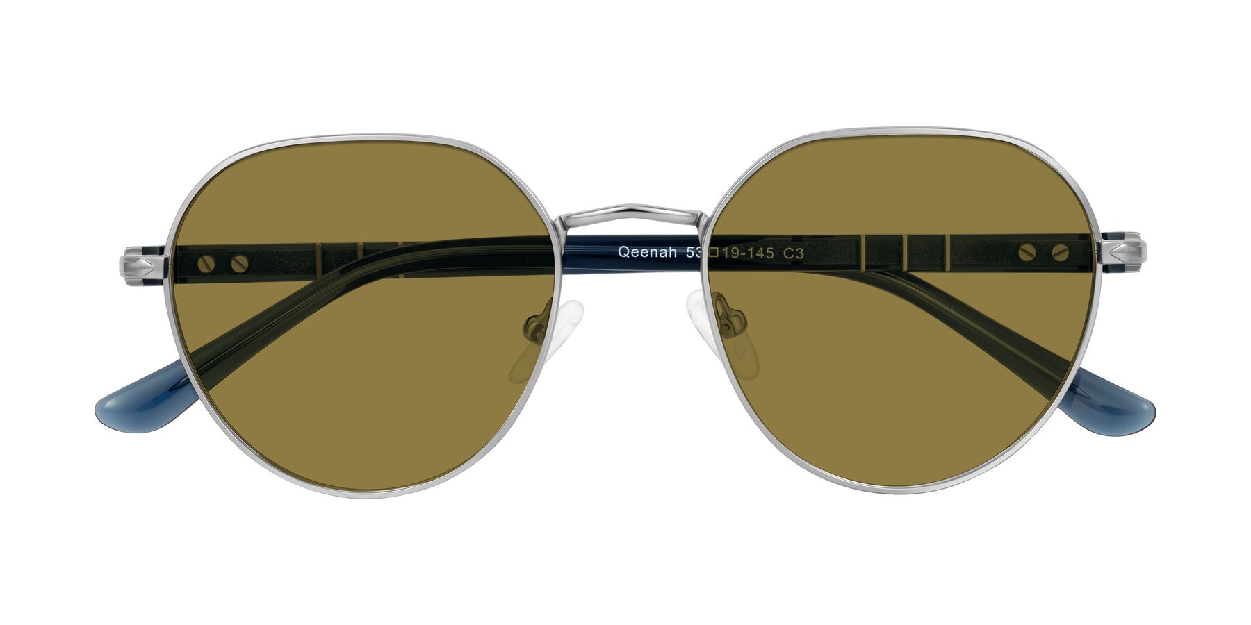 Folded Front of Qeenah in Silver with Brown Polarized Lenses
