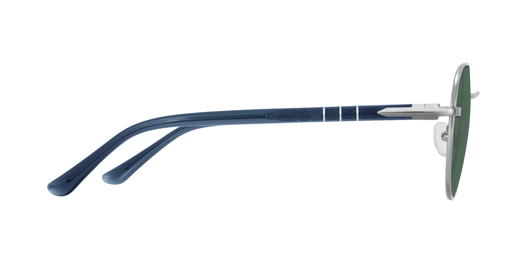 Side of Qeenah in Silver with Green Polarized Lenses