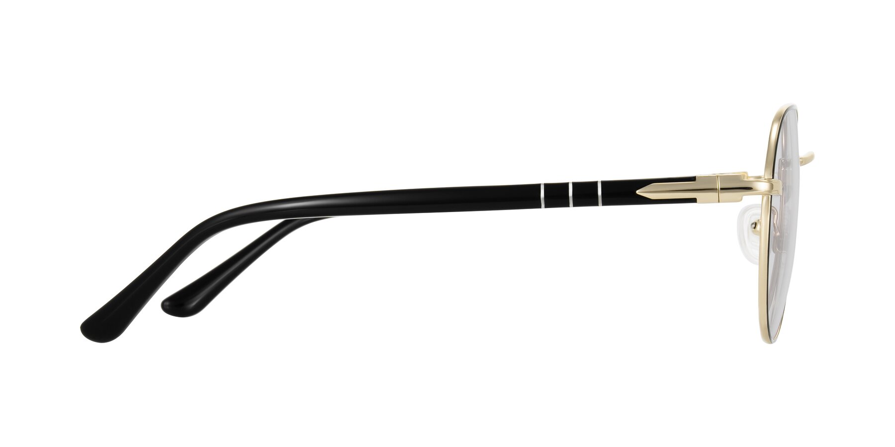 Side of Qeenah in Black/Gold with Clear Blue Light Blocking Lenses