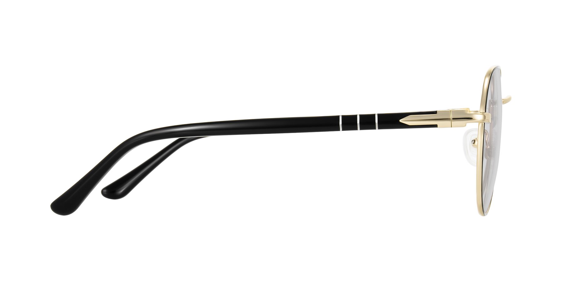 Side of Qeenah in Black/Gold with Clear Eyeglass Lenses