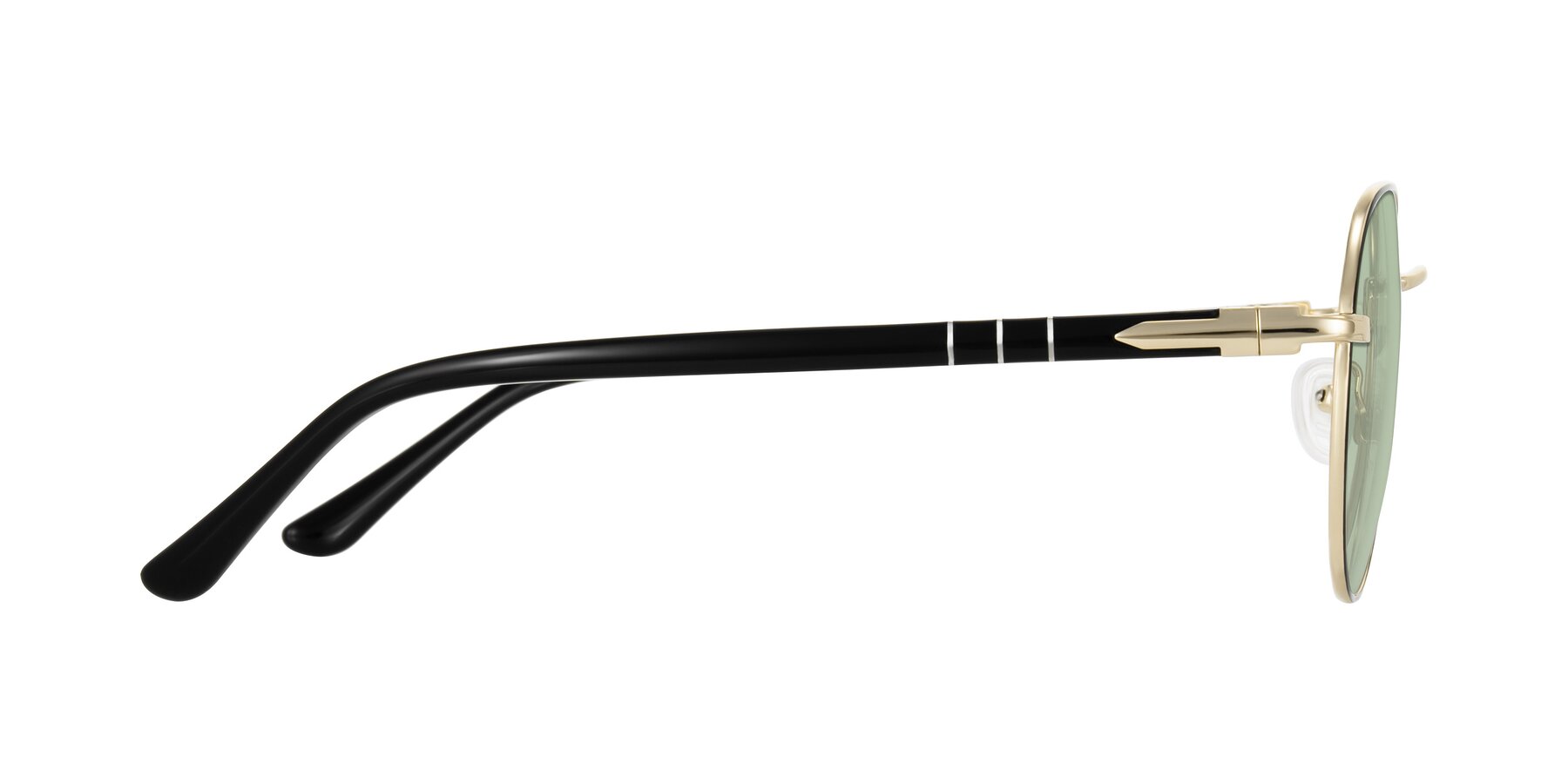 Side of Qeenah in Black/Gold with Light Green Tinted Lenses