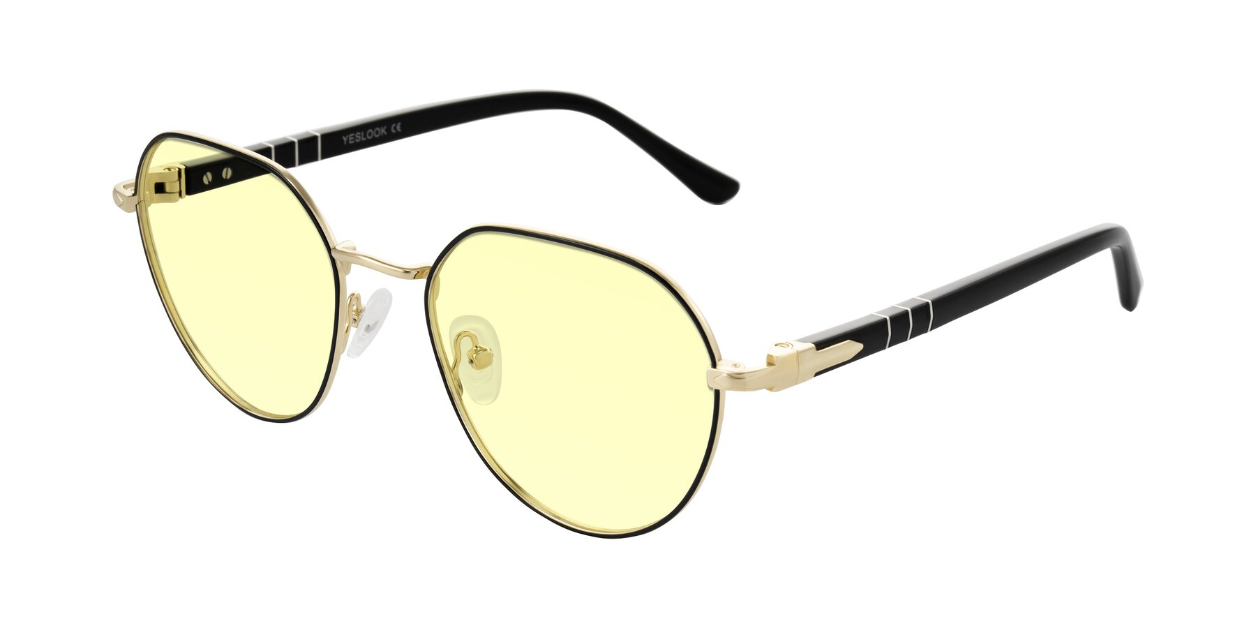 Angle of Qeenah in Black/Gold with Light Yellow Tinted Lenses