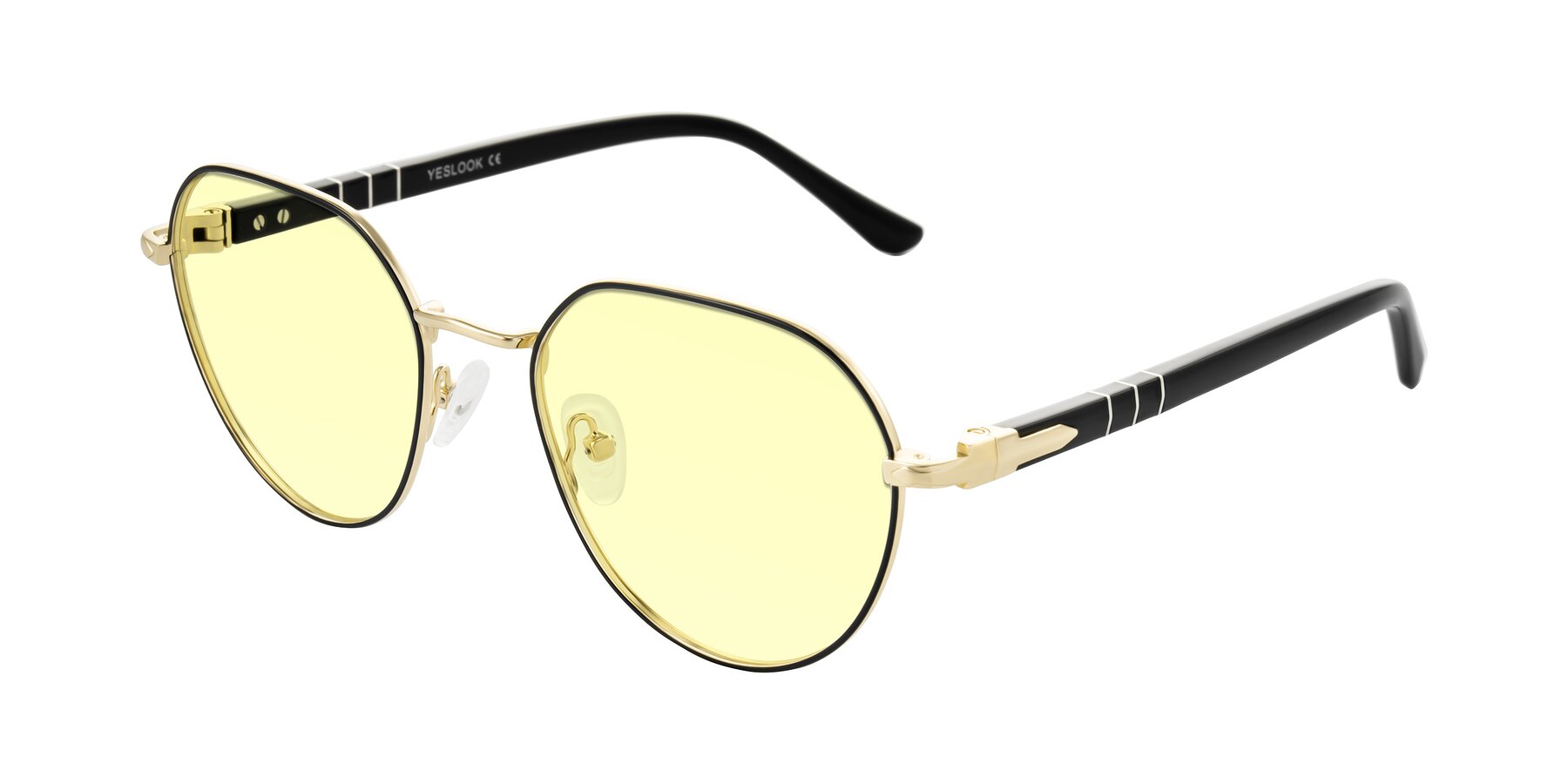 Angle of Qeenah in Black/Gold with Light Yellow Tinted Lenses