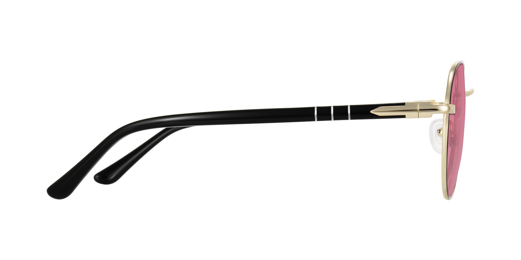 Side of Qeenah in Black/Gold with Pink Tinted Lenses