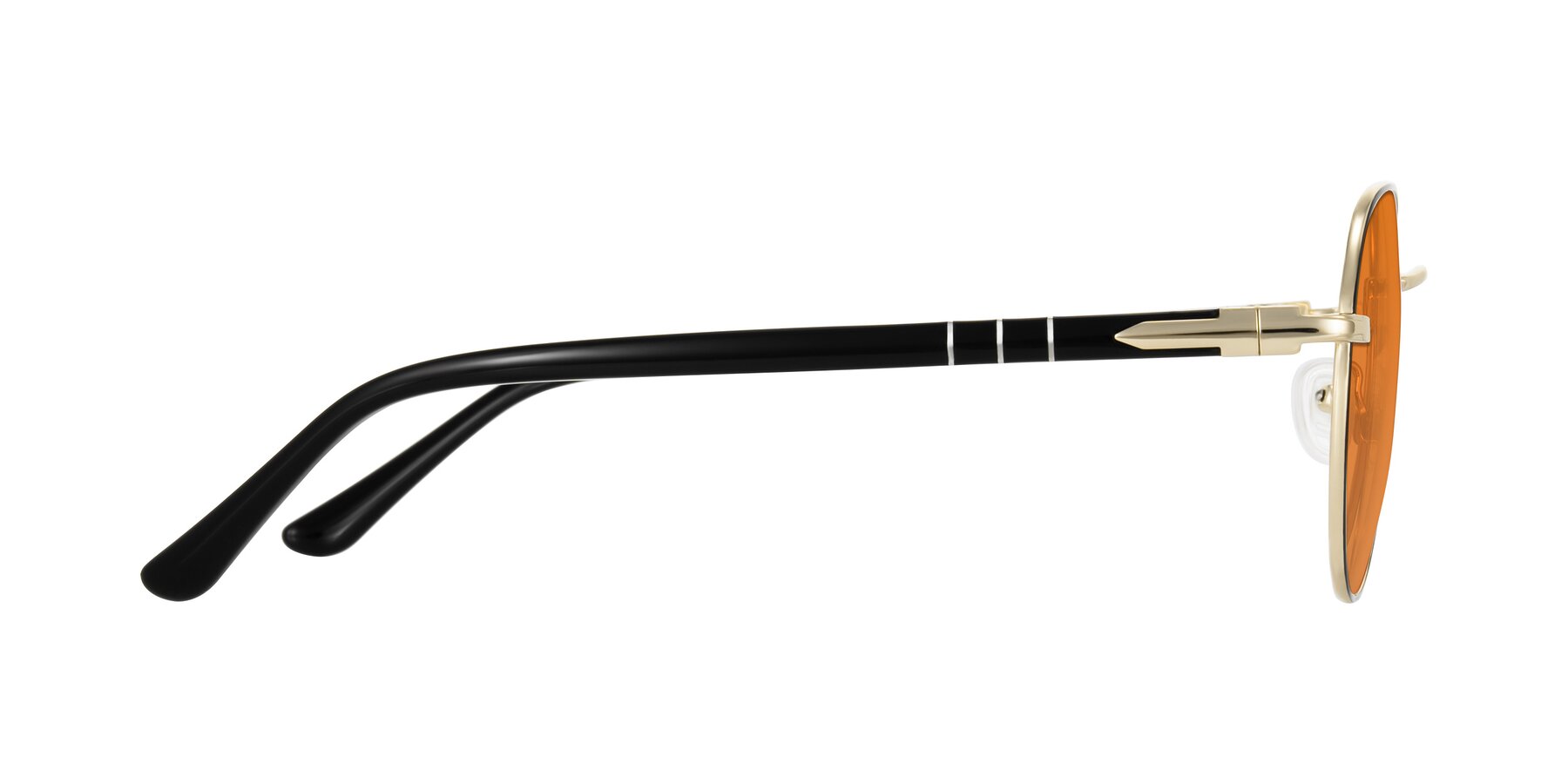 Side of Qeenah in Black/Gold with Orange Tinted Lenses