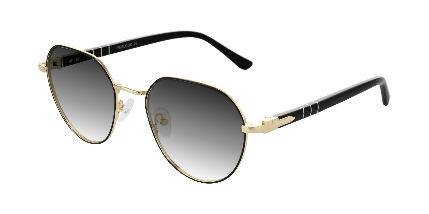 Angle of Qeenah in Black/Gold with Gray Gradient Lenses