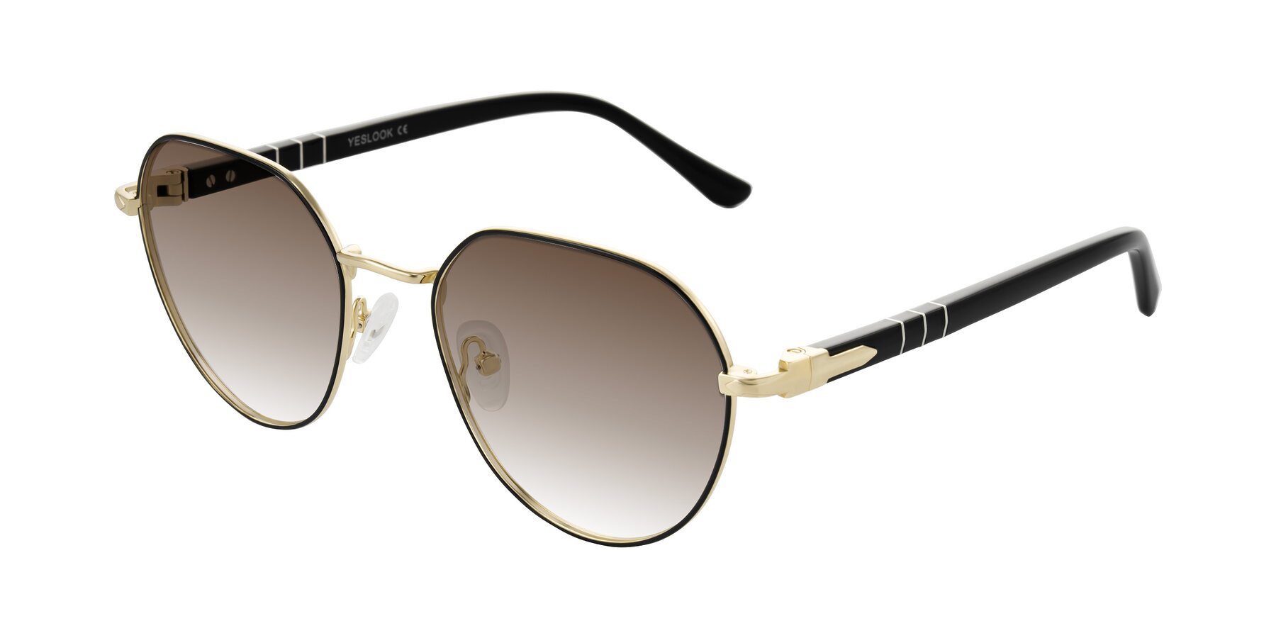 Angle of Qeenah in Black/Gold with Brown Gradient Lenses