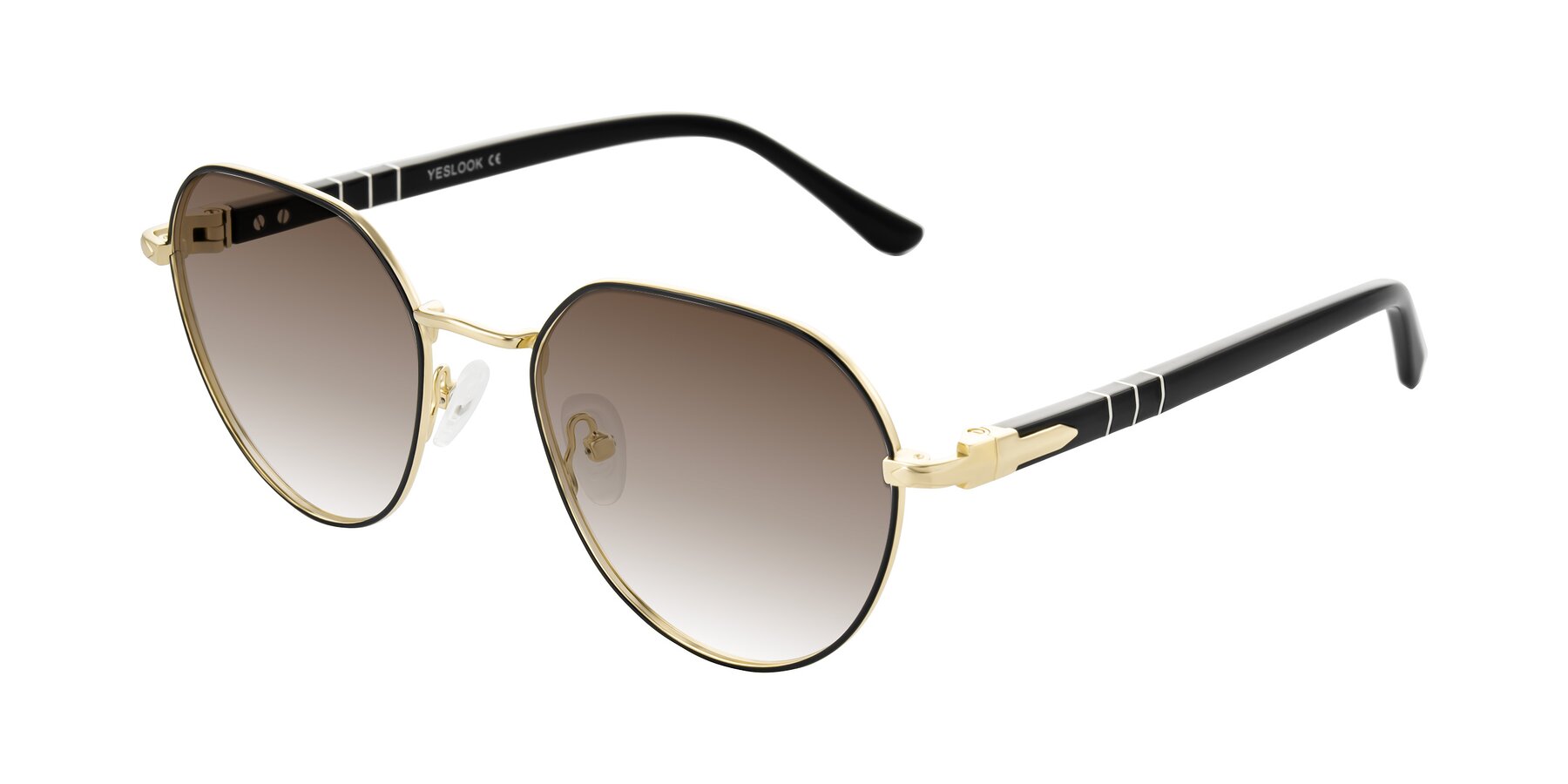 Angle of Qeenah in Black/Gold with Brown Gradient Lenses