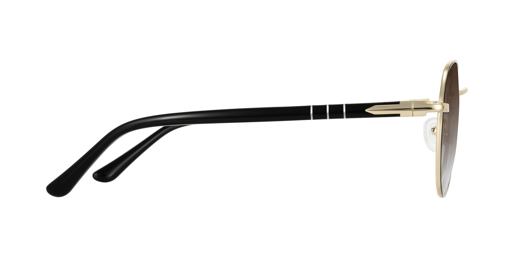 Side of Qeenah in Black/Gold with Brown Gradient Lenses