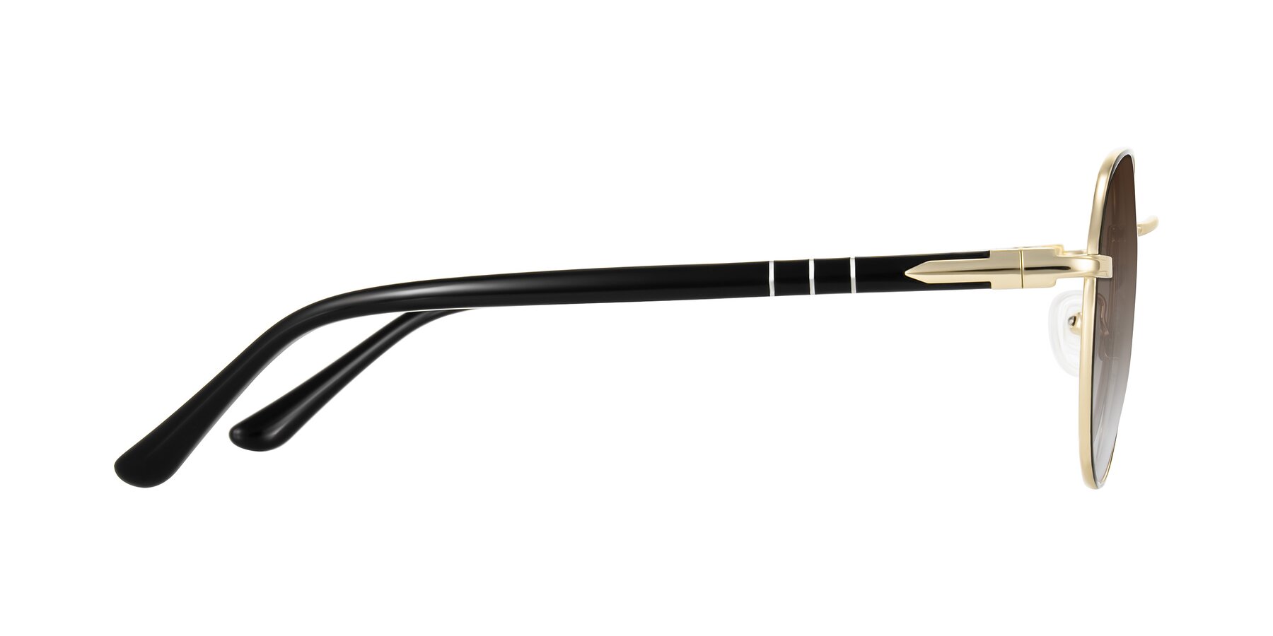 Side of Qeenah in Black/Gold with Brown Gradient Lenses