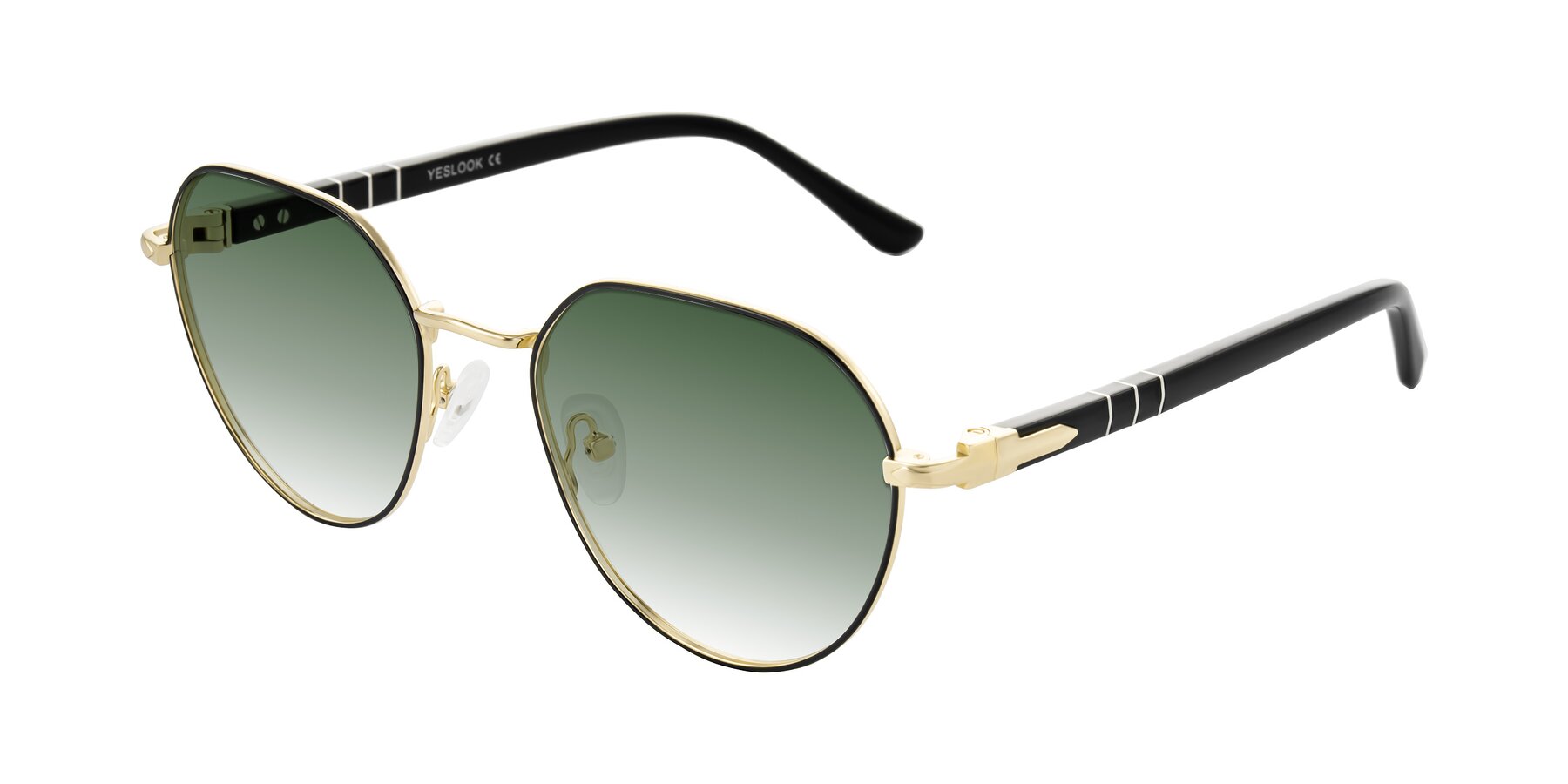 Angle of Qeenah in Black/Gold with Green Gradient Lenses