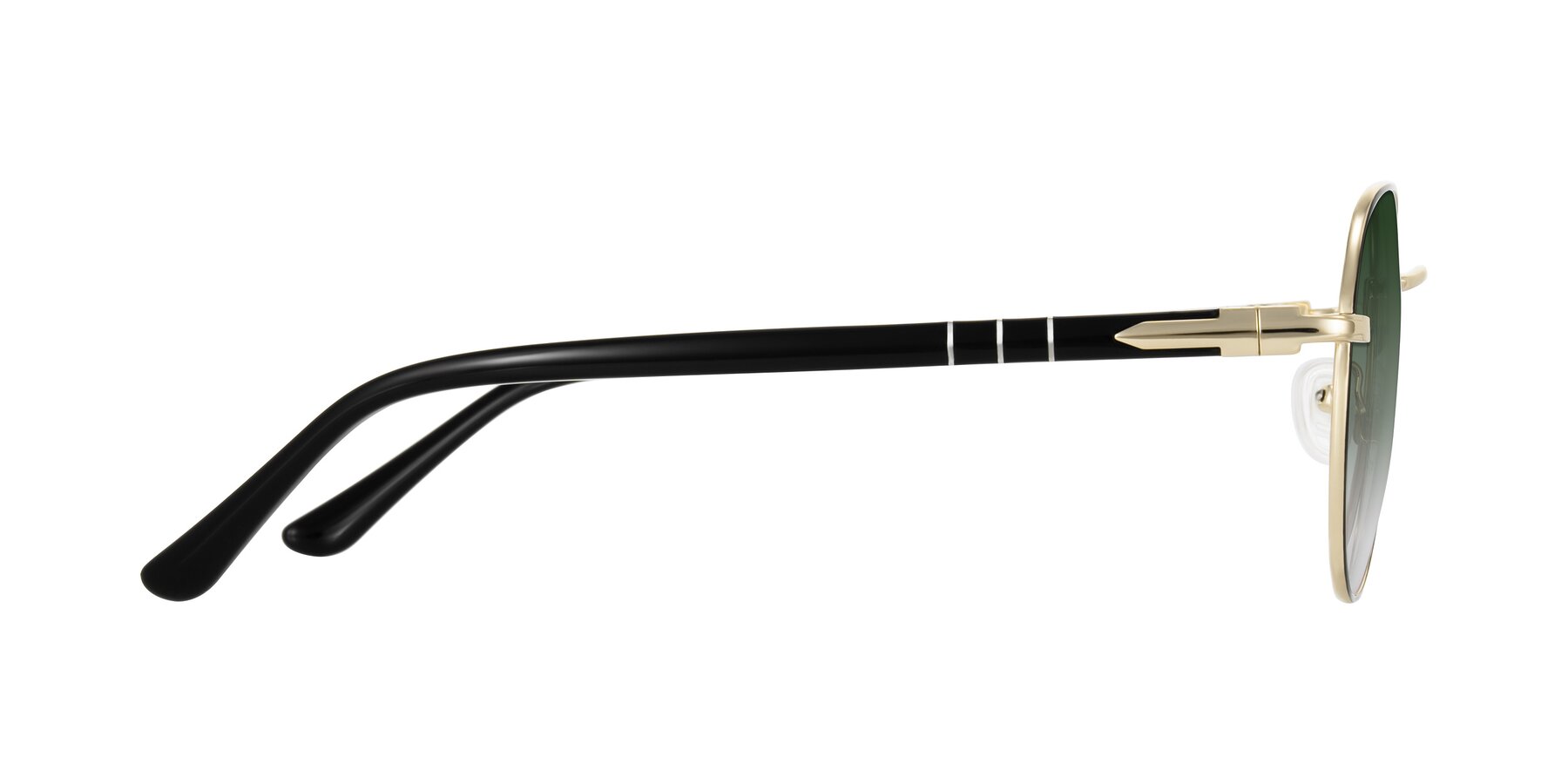 Side of Qeenah in Black/Gold with Green Gradient Lenses