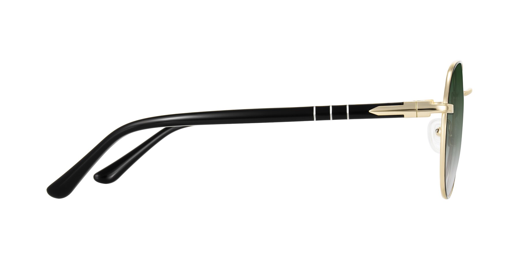 Side of Qeenah in Black/Gold with Green Gradient Lenses