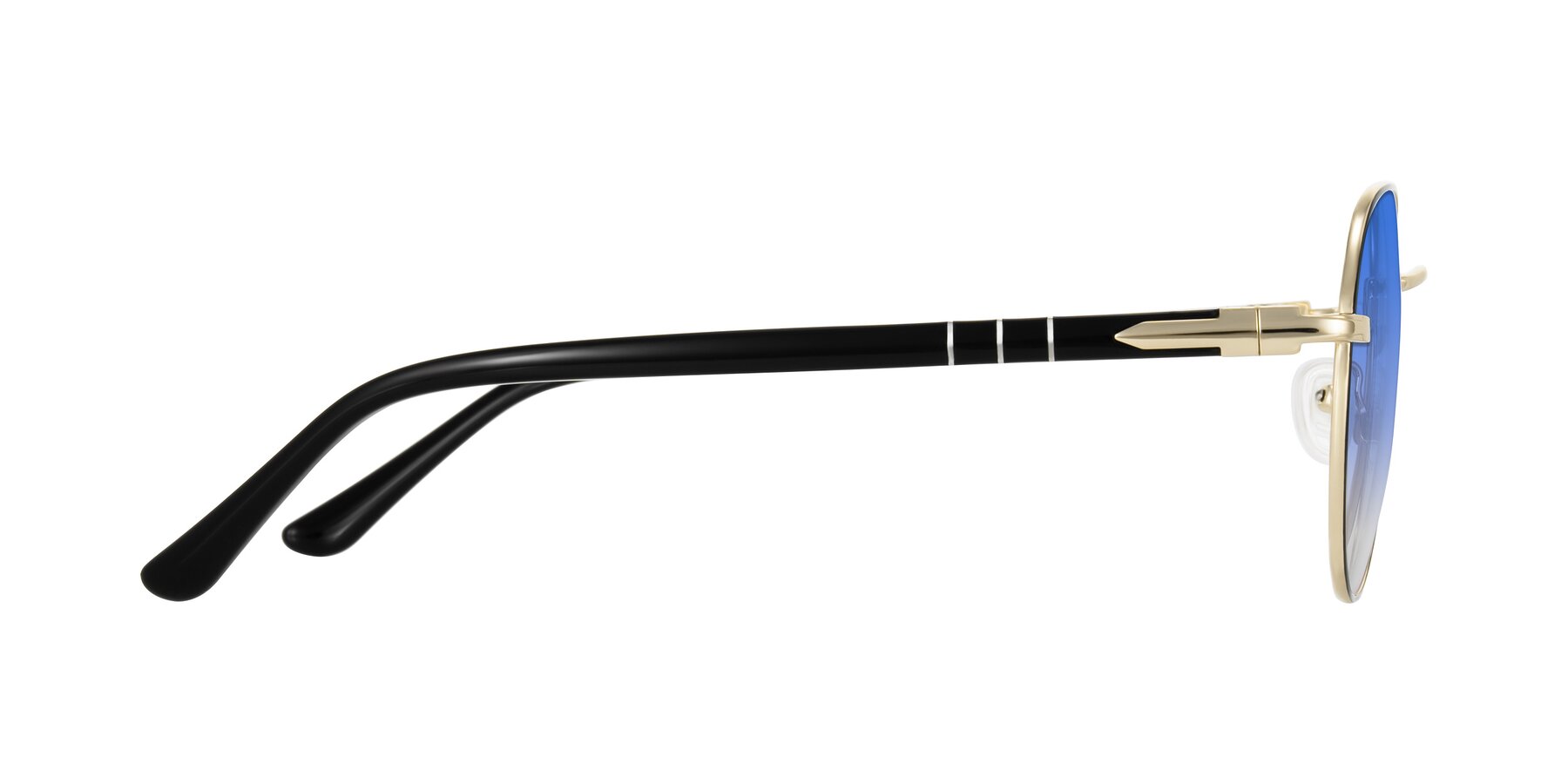Side of Qeenah in Black/Gold with Blue Gradient Lenses