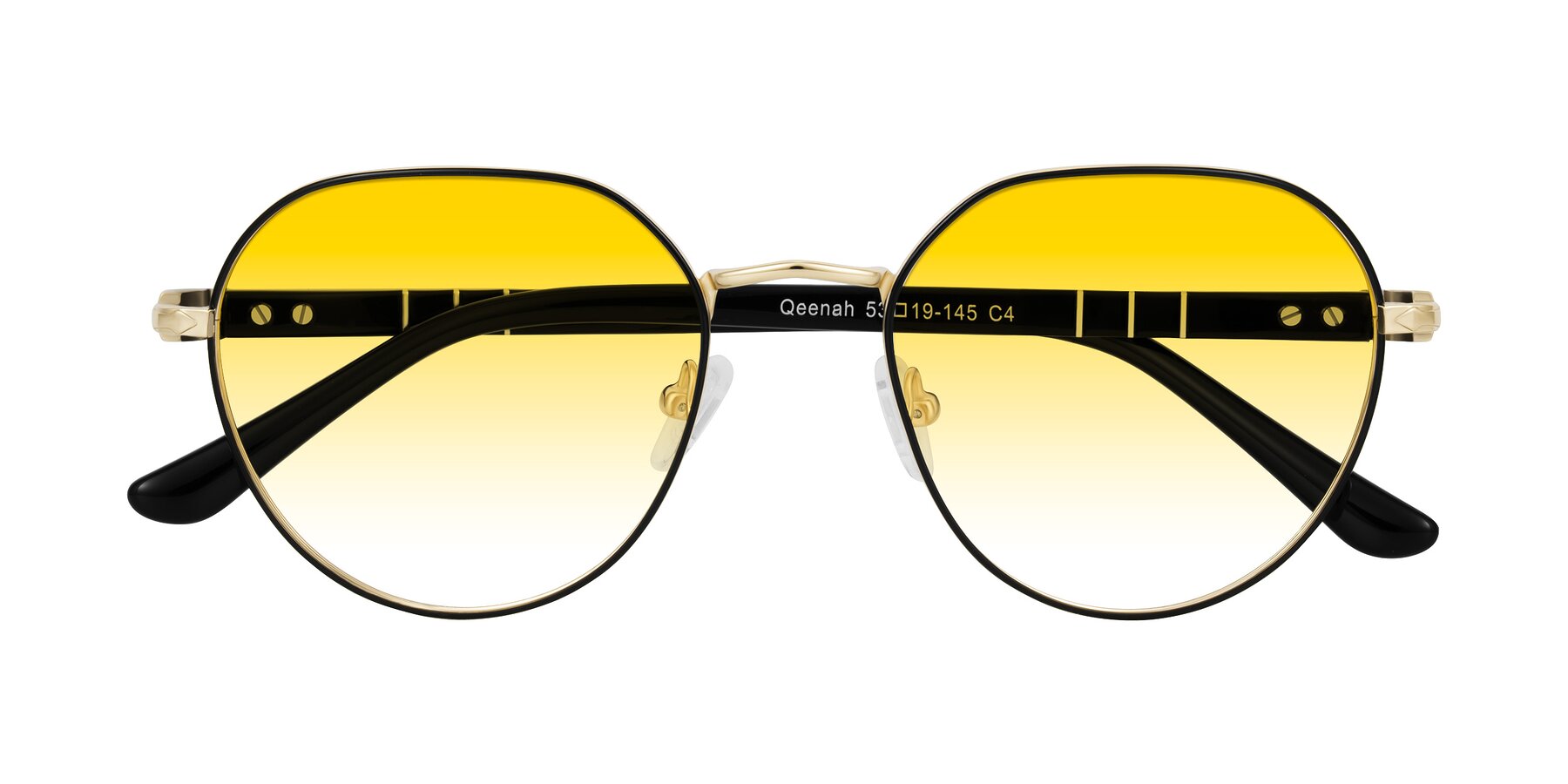 Folded Front of Qeenah in Black/Gold with Yellow Gradient Lenses