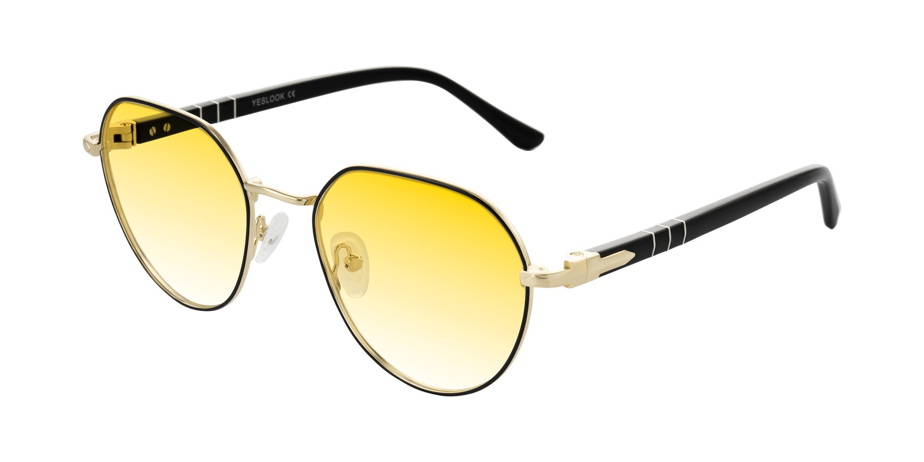 Angle of Qeenah in Black/Gold with Yellow Gradient Lenses