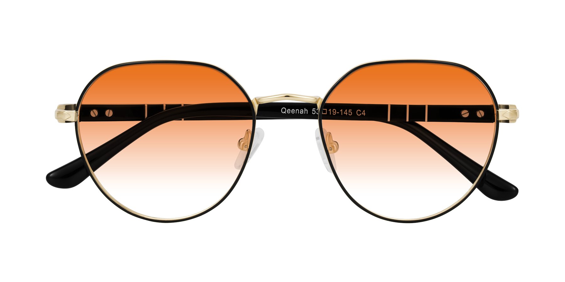 Folded Front of Qeenah in Black/Gold with Orange Gradient Lenses