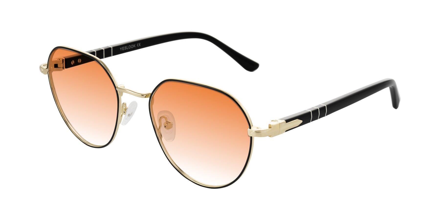 Angle of Qeenah in Black/Gold with Orange Gradient Lenses