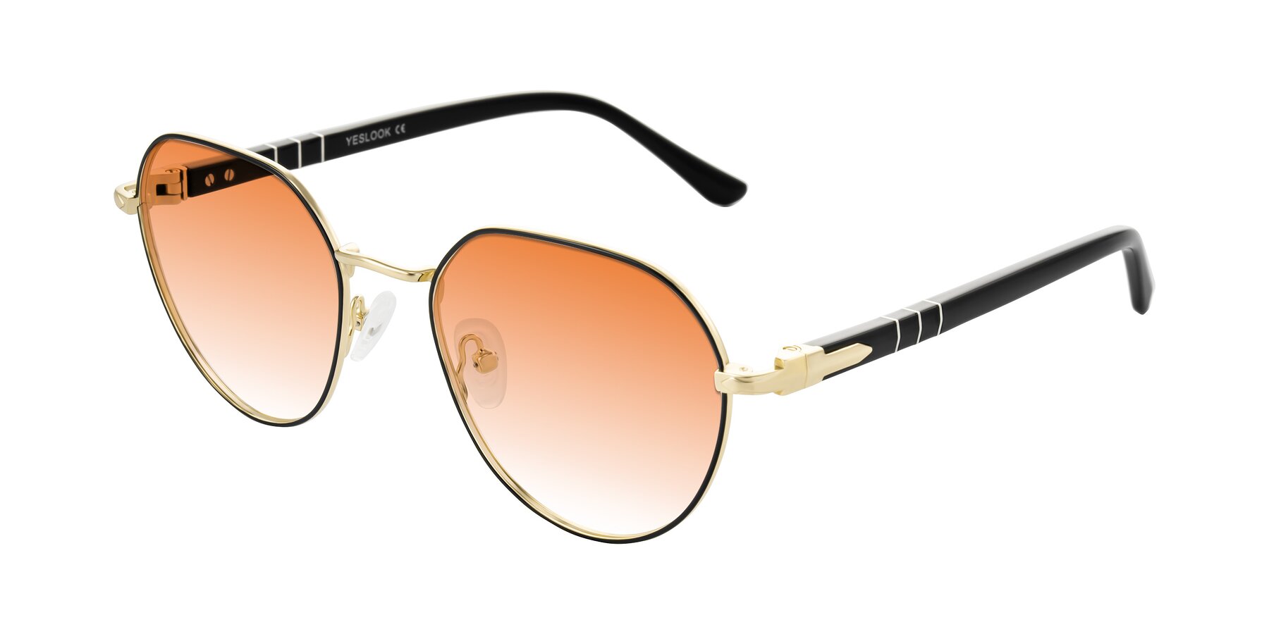 Angle of Qeenah in Black/Gold with Orange Gradient Lenses