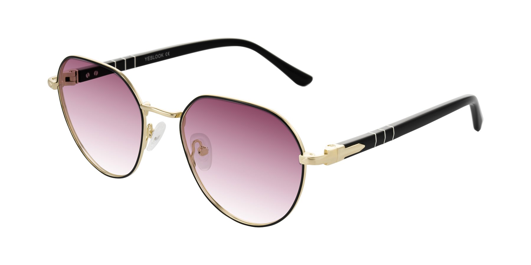 Angle of Qeenah in Black/Gold with Wine Gradient Lenses
