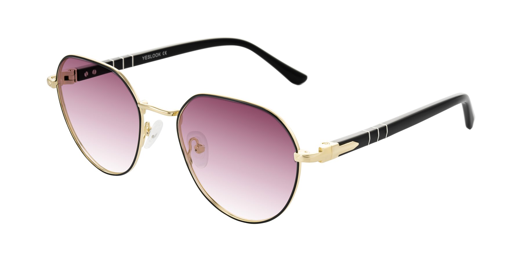 Angle of Qeenah in Black/Gold with Wine Gradient Lenses